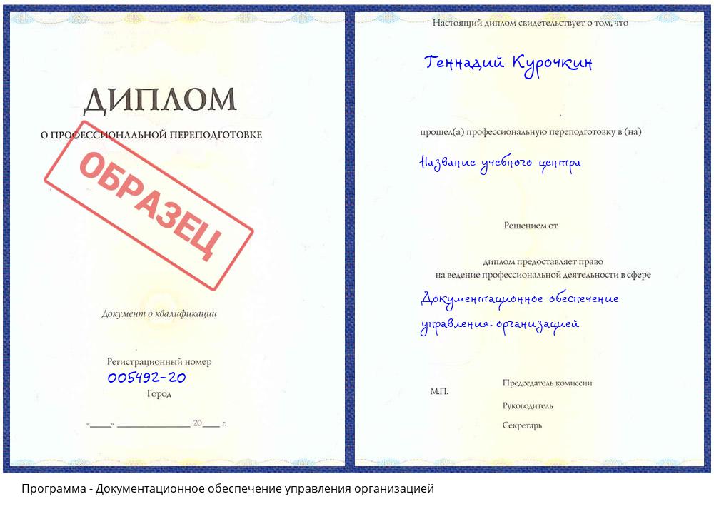 Документационное обеспечение управления организацией Еманжелинск